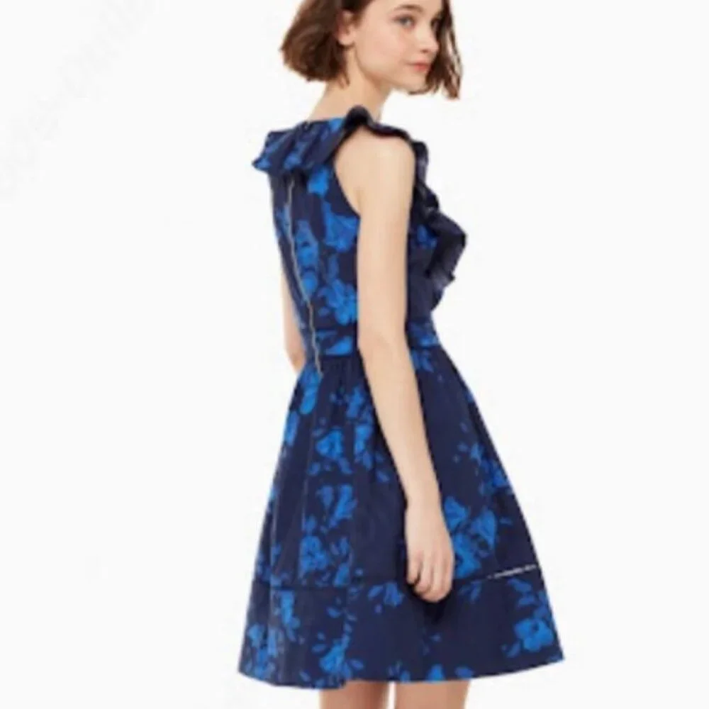 Kate Spade Hibiscus Ruffle V-Neck Dress